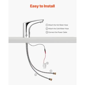 Rubinetto per Lavabo Bagno con Sensore di Movimento Senza Contatto, Monocomando Acqua Calda e Fredda, Regolabile Automatico Impermeabile - Product Image 5