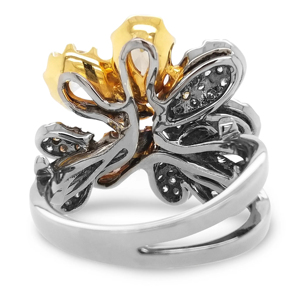 Anillo de Cóctel con Flor, Chapado en Oro de 18K, Diamante Corte Pera, Joyería de Lujo para Mujer, para Fiestas - Product Image 3