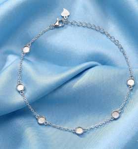 Bracelet souvenir en argent sterling 925, 6 pièces, 4 mm, rond, double sertissage, avec résine laiteuse, chaîne DIY de 7 pouces, bijoux commémoratifs - Product Image 4