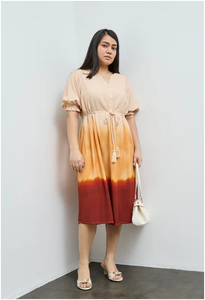 Vestido de Algodón 100% con Diseño Tie-Dye Multicolor, Largo hasta la Rodilla, Estilo Vintage y Dulce para Exteriores - Product Image 2