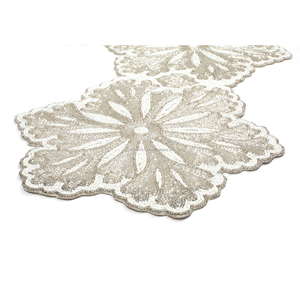 Handmade Silver Beaded <b>Table</b> <b>Runner</b> Floral Glass <b>Dining</b> Mat for Wedding Hotel Restaurant Farmhouse Home Decor - Product Image 3