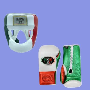 Boxing Life Ensemble d'équipement de boxe : Casque, protège-guêtres, gants à lacets, en cuir personnalisé, style mexicain, équipement d'entraînement pour adulte Winning - Product Image 4