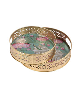 Juego de 2 bandejas doradas pichwai para regalos festivos/de boda - Product Image 2