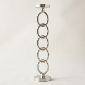 Handmade Modern <b>Silver</b> Polished Aluminum Ring Design Candle Holder Luxury Geometric Metal <b>Candlestick</b> Stand For Wedding Table - Product Image 1