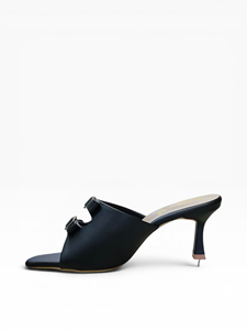 Sandales plates noires élégantes pour femmes, à double boucle, à enfiler, à bout ouvert, décontractées, pour l'extérieur, chaussures de mode - Product Image 4