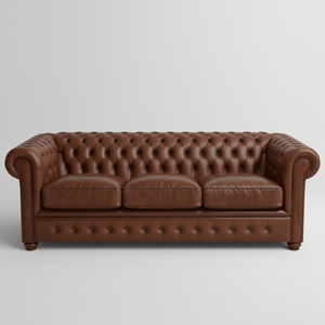 Sofá Chesterfield Tradicional de Cuero Marrón de 3 Plazas con Diseño Acolchado, Sofá Clásico para Sala de Estar, Oficina, Vestíbulo de Hotel - Product Image 1
