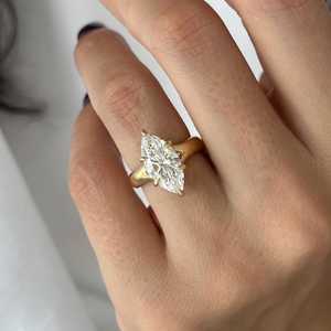3 Carat Marquise E VVS2 Lab Grown Diamond Thick <b>Solitaire</b> <b>Ring</b> , 3.5MM Split Shank Cathedral Engagement <b>Ring</b> , IGI Certified - Product Image 6