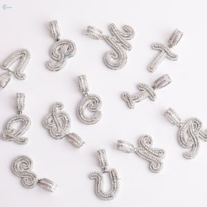 Pendentif en diamant de laboratoire taille baguette serti de pierres, pendentif alphabet personnalisé, pendentif unisexe hip-hop - Product Image 5