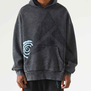 Sweat-shirt à capuche vert pour homme, manches régulières, couleur unie, tricoté en molleton, vêtement d'automne - Product Image 2