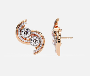 AMBER JEWELS Boucles d'oreilles unisexes en or massif 14 carats plaqué or, style vintage, pour fiançailles, mariage, fête, avec diamant de laboratoire taille brillant certifié IGI - Product Image 1