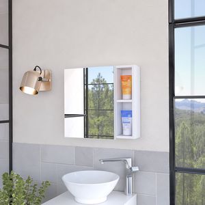 Armadietto Portamedicinali Viking a Singola Anta con Finitura Bianca, Tre Ripiani Interni e Due Ripiani Esterni per Organizzazione Bagno - Product Image 6