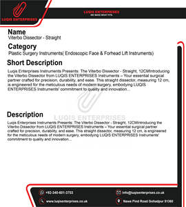 Disector Viterbo Recto de Acero Inoxidable, Disector Quirúrgico de Precisión, Instrumento para Cirugía Endoscópica y Plástica Facial - Product Image 5