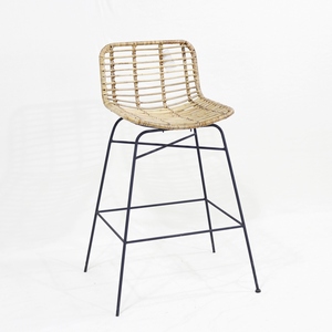 Hot Sales Woven High <b>Stool</b> with Backrest-<b>Comfortable</b> Ergonomic <b>Bar</b> Chair Iron Frame Durable & Eco-Friendly - Product Image 6