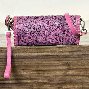 Cartera cruzada de cuero genuino de vaca de alta calidad con diseño floral hecho a mano, estilo occidental, mini bolso bohemio para mujer. - Product Image 5