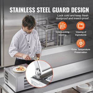 Frigorifero da banco per insalate da 160W con 5 teglie da 1/3 e 4 teglie da 1/6 in acciaio inox 304 - Product Image 5