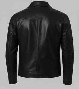 <b>Men</b> Rugged Leather <b>Jacket</b> Genuine Leather Casual Zip Front Durable Comfortable Outdoor Regular Fit Outerwear - Product Image 2
