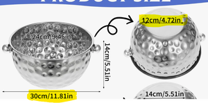 Seau à champagne de luxe en acier inoxydable martelé, grand modèle, finition miroir, avec poignées annulaires, pour hôtels et bars - Product Image 3