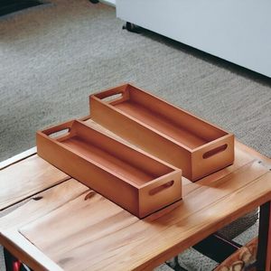 Bandeja de Servir de Madera Resistente, Plato Rústico Multiusos para Desayuno, Té, Café, Bandeja Decorativa para Almacenamiento en la Cocina - Product Image 5