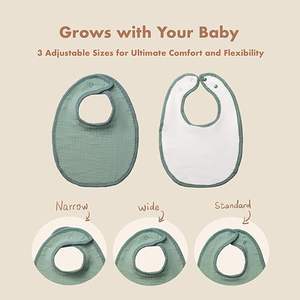 Bavoirs pour bébé en bambou 100% doux - Design réversible bio, fermetures sans boutons-pression, imprimés élégants pour l'alimentation quotidienne - Product Image 3