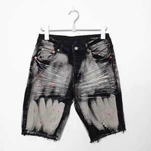 Vente en gros Personnalisable Streetwear Homme Été Décontracté Coupe Droite Taille Mi-Haute Respirant Imperméable Effet Déchiré PU Peinture Éclaboussée - Product Image 2