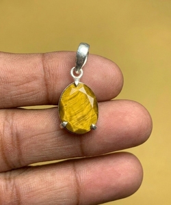Jewelry Wedding Gift Tiger Eye High Quality Handcraft Gemstone Pendant Necklace <b>Silver</b> <b>Snake</b> <b>Chain</b> Oval Shape Genuine Cut - Product Image 1