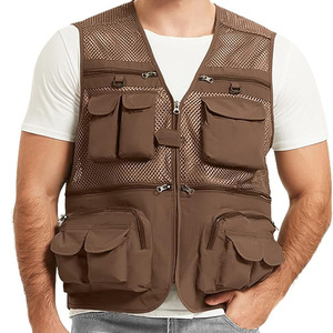 Gilet de pêche classique multi-poches pour homme, veste décontractée d'extérieur, gilet de travail de sécurité avec poche en maille, vente en gros - Product Image 1