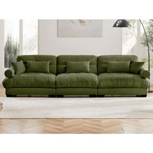 Modern 3-Seat Extra Large Velvet <b>Sofa</b> Oversize Cloud-Like Comfort with Waist Pillows & <b>Support</b> for Living Room - Product Image 3