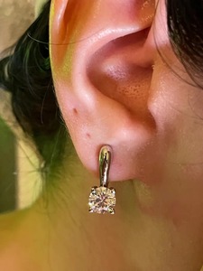 1.40 Carat Round Cut Lab Grown Diamond Drop Earrings, 14k Gold Solitaire D/VVS - Product Image 5