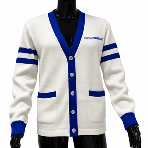 เสื้อสเวตเตอร์คอวีคุณภาพสูงแบบกำหนดเองพร้อมตัวอักษร Zeta Phi Beta  โลโก้มหาวิทยาลัย  คาร์ดิแกนถักสำหรับทุกเพศ - Product Image 3