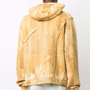 Sweat à capuche basique en molleton 100% coton, délavé à l'acide, motif unique, tissu confortable, capuche réglable, pour usage quotidien décontracté - Product Image 4