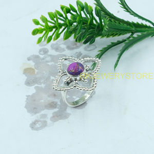 แหวนเงินแท้ 925 ประดับพลอยสีม่วงทองแดง แหวนดีไซน์แฮนด์เมด แหวนโบโฮ ของขวัญเครื่องประดับ - Product Image 3