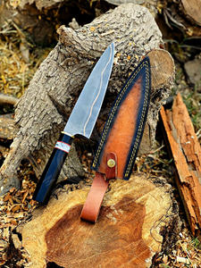 Couteau à viande forgé de haute qualité, lame en acier Damas cuivré, couteau à trancher Viking avec manche en résine pour cuisine extérieure - Product Image 4