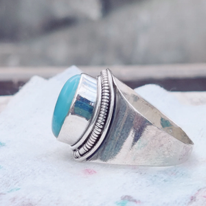 Larimar <b>Ring</b> 925 Sterling Silver Oval Cut Gemstone <b>Statement</b> Wedding Engagement Anniversary Gift <b>Ring</b> Jewelry Bezel Seting - Product Image 4
