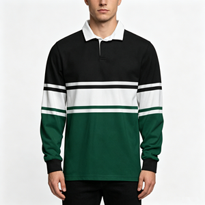 T-shirt de rugby personnalisé pour homme, noir et vert, à manches courtes, 100 % coton tricoté, coupe oversize, écologique et respirant - Product Image 6