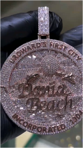 Colgante de Plata Personalizado con Diamante Moissanita, Cadena Estilo HipHop Rock, Colgantes de Disco con Nombre y Letra Hueca para Hombre - Product Image 4