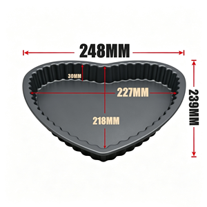 Moule à tarte en forme de cœur de 22 cm, fond amovible avec revêtement antiadhésif pour la cuisson de tartes, de quiches et de pizzas - Product Image 4