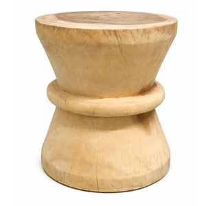 Tabouret ottoman moderne élégant et robuste en bois de Suar biologique, poli à la main, fait main, meuble de salon ou de chambre - Product Image 3