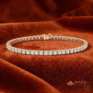 สร้อยข้อมือเทนนิสทรงรีประดับมอยส์ซาไนต์ชุบทองคำสีโรสโกลด์สำหรับผู้หญิง เครื่องประดับแฟชั่นหรูหราสไตล์เบเวอร์ลี่ฮิลส์ ของขวัญสุดหรู - Product Image 5