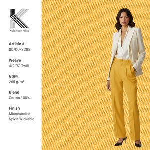 ผ้าทวิลล์คอตตอน 100% หนัก 265 กรัม/ตร.ม. แบบ 4/2 S ทวิลล์ขัดผิวละเอียด สำหรับตัดเย็บเสื้อผ้า กางเกง แจ็คเก็ต ชุดทำงาน และชุดยูนิฟอร์ม - Product Image 1