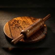 Custom Logo Wooden Chakla Belan Set Round Dough <b>Rolling</b> Board with <b>Pin</b> Holder For Chapati Roti Kitchenware Supply Wholesale - Product Image 2
