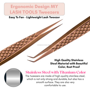 High Quality Stainless Steel Isolation Tweezers for Lash Extension with Fiber Grip 90-degree - Product Image 4