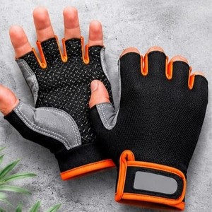 <b>Half</b> Finger Cycling Gloves Adjustable Wrist Strap Hook and Loop Closure Non <b>Slip</b> Breathable Leather Unisex Diamond Pattern - Product Image 4