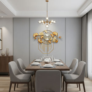 Arte de la pared de flores de Metal 3D moderno decoración con reloj colgantes de hierro para la boda decoración del hogar muebles de sala de estar - Product Image 2
