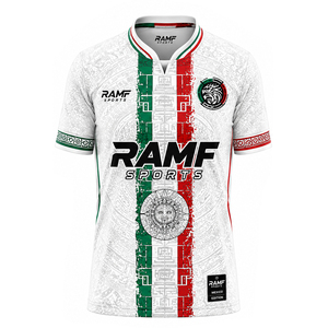 Camiseta Deportiva de Fútbol Personalizada Retro de México, Transpirable, de Poliéster Sublimado, Cuello en V, Corte Holgado, para Hombre - Product Image 5