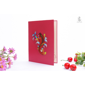 Carte de vœux artisanale 3D pop-up Poisson Koi en papier, idéale pour les cadeaux de fêtes et la décoration, vente en gros - Product Image 2