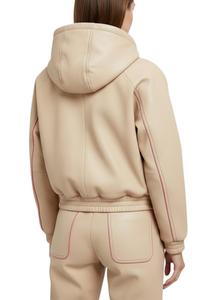 Premium <b>Women's</b> PU Leather Hooded Tracksuit Set – Full Zip Hoodie & Matching <b>Jogger</b> Pants Luxury Streetwear <b>Outfit</b> - Product Image 2