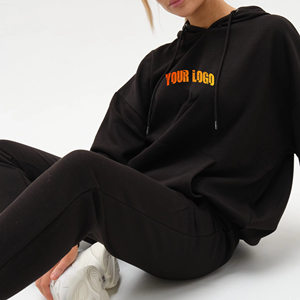 Ensemble 2 pièces pour femme en coton 100% pour l'automne, grande taille, imprimé, respectueux de l'environnement, sweat-shirts et sweats à capuche, manches longues, coupe ample, respirant - Product Image 4