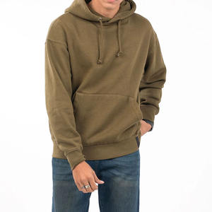 Sudadera con capucha oversize color caqui liso para hombre, ropa casual de otoño, sudaderas y sudaderas con capucha de forro polar cálidas en oferta - Product Image 3