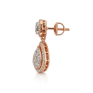ต่างหูเพชรทรงหยดน้ำแบบวงแหวนคู่สีโรสโกลด์ - Product Image 3