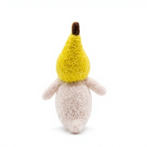 Juguete de Peluche de Pato Tejido, Amarillo, con Capucha y Lazo, Hecho a Mano, Pájaro de Dibujos Animados, 100% Lana Certificada, Ecológico, Decoración de Pared Navideña - Product Image 4